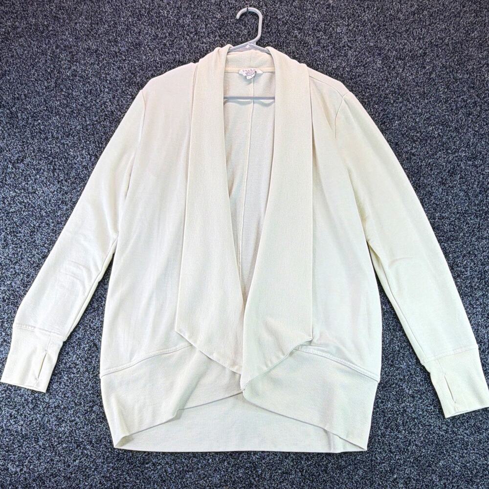 Danskin Women’s L Beige Open Front V-Neck Cardigan Lightweight Stretch